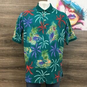 VINTAGE Gant Tropical Palm Tree Polo‎ Golf Shirt Vacation 3XLT Tall